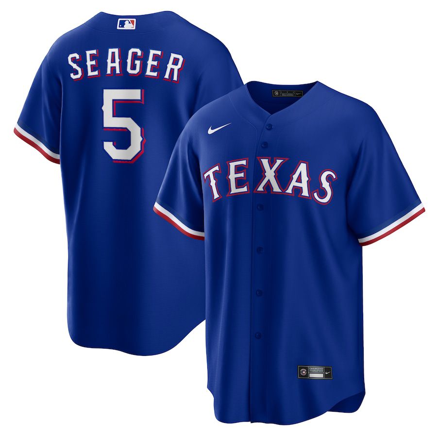 Custom Men Texas Rangers #5 Corey Seager Nike Royal Alternate Replica Player MLB Jersey